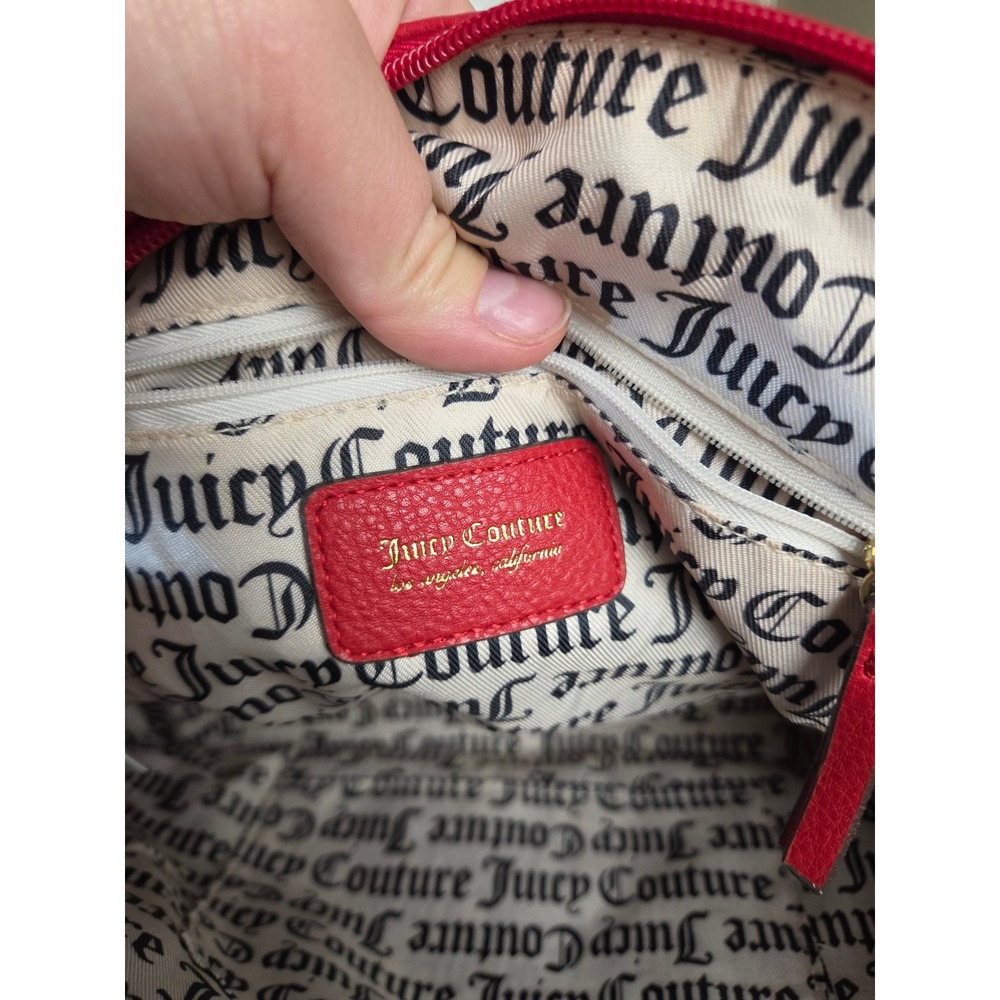 Juicy Couture Red Pebbled Faux Leather Satchel Crossbody Bag Gold Hardware - Picture 2 of 9
